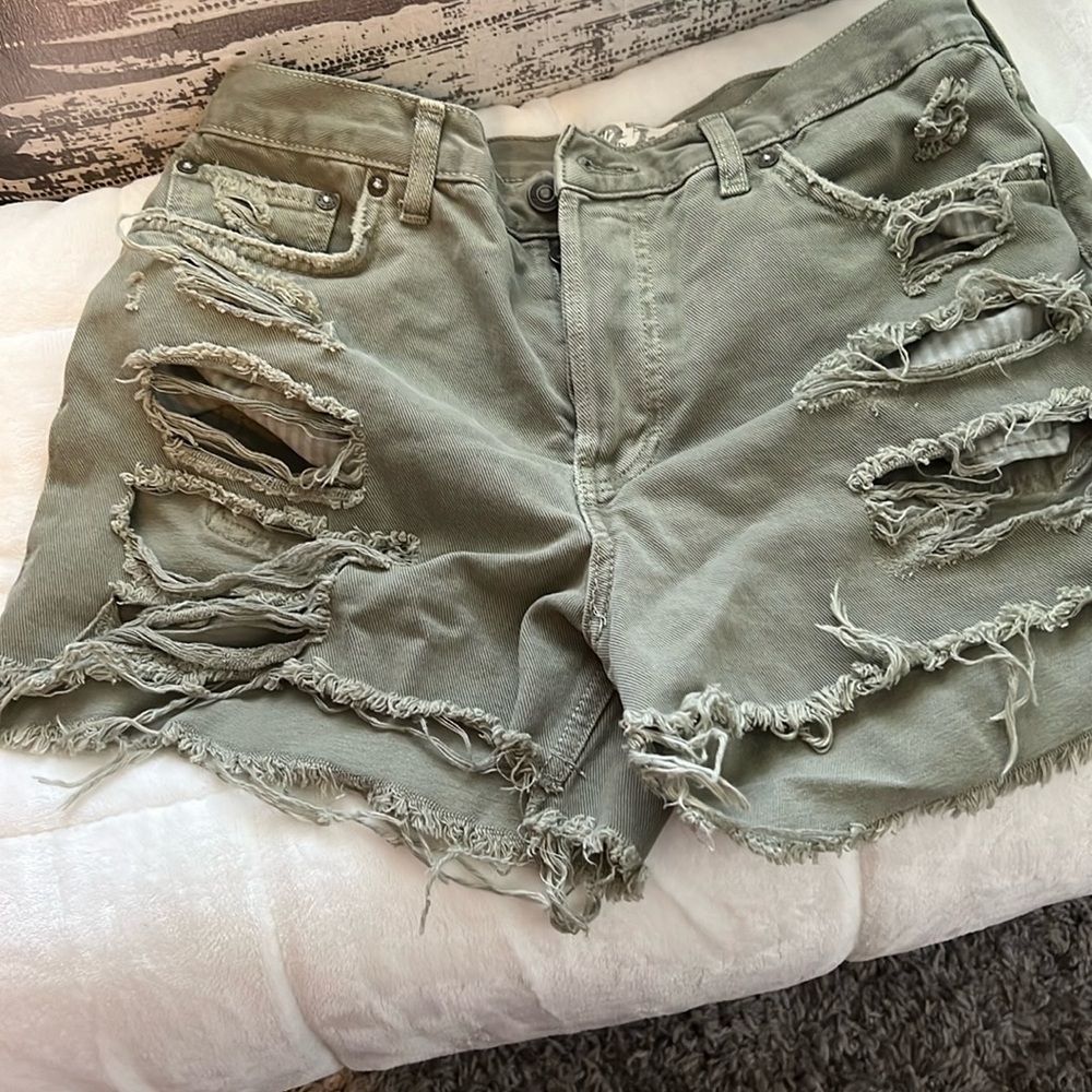 Free People Jean shorts size 27 light olive green